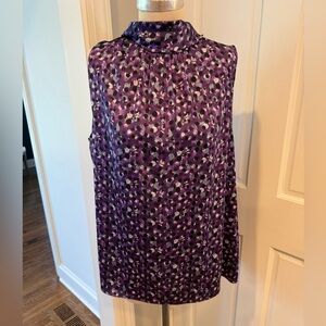 WHBM. White House Black Market. Purple XL blouse. Tie Back. Polyester. Striking!